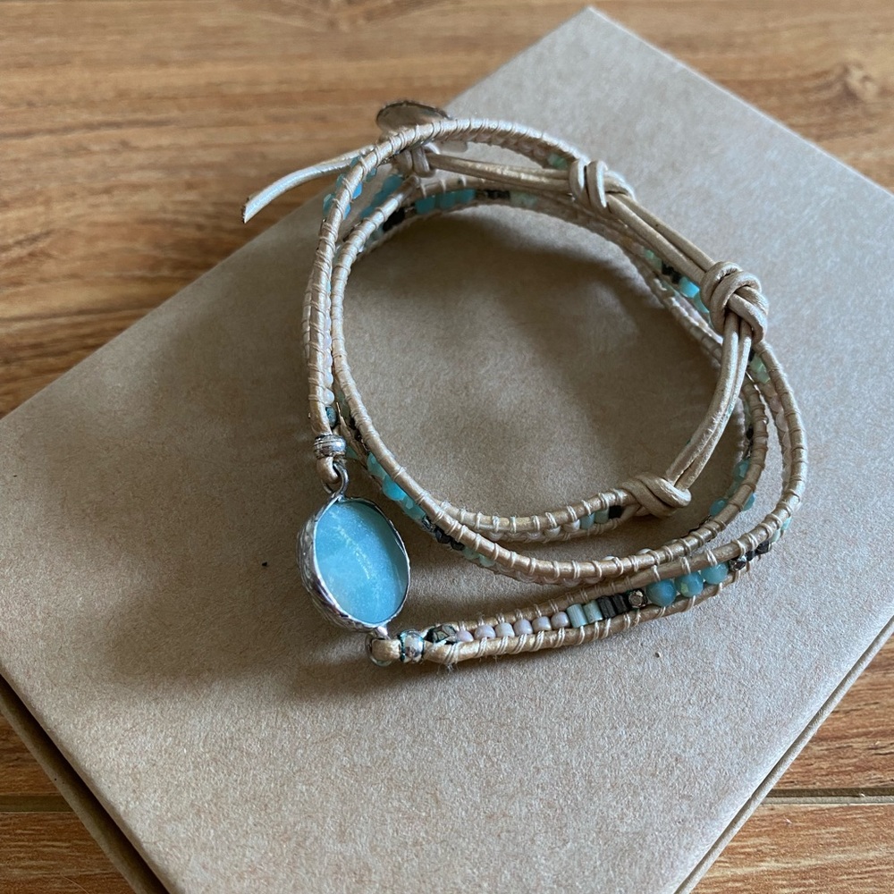 Lucky Brand Teal Beaded Wrap Bracelet